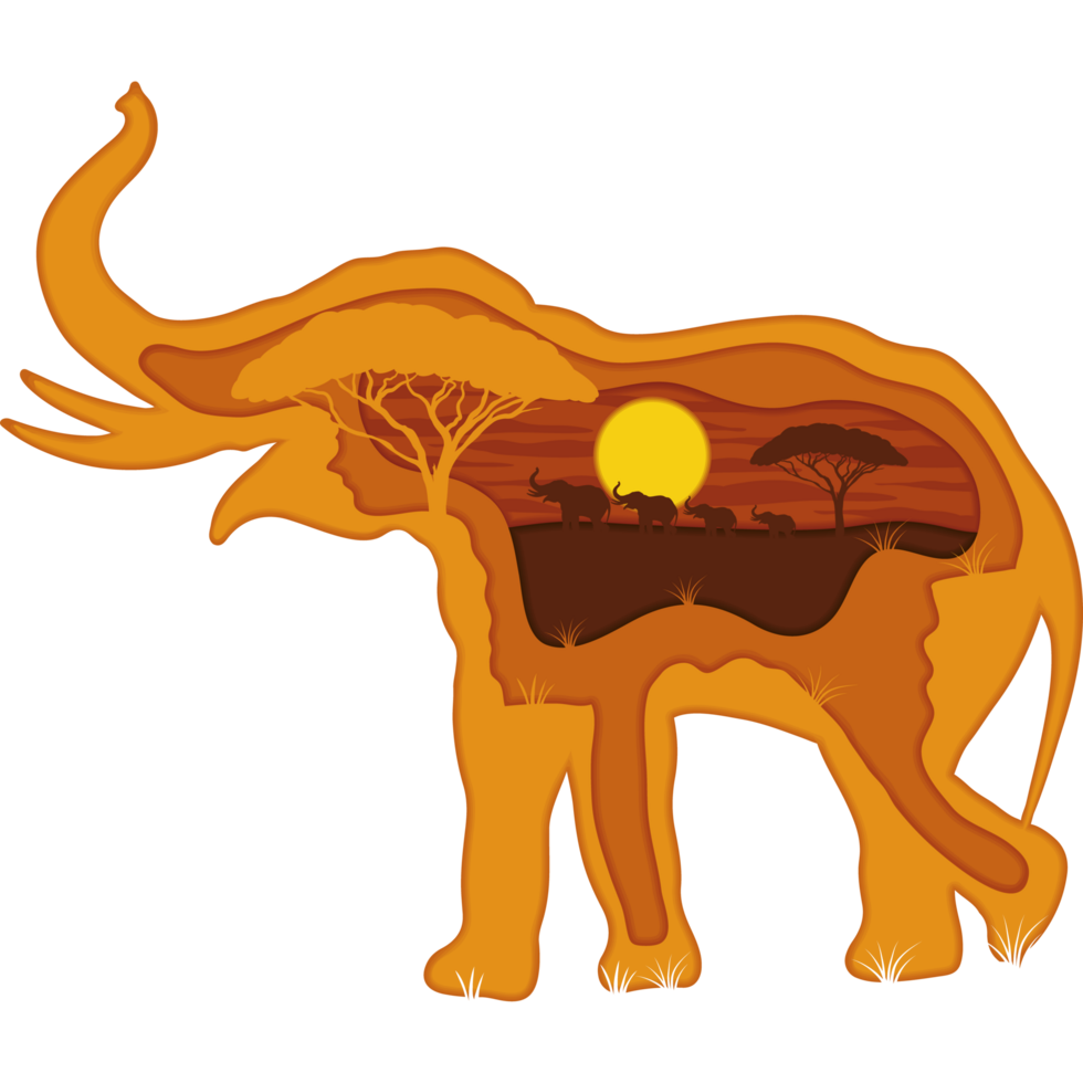 arte de papel de elefante png