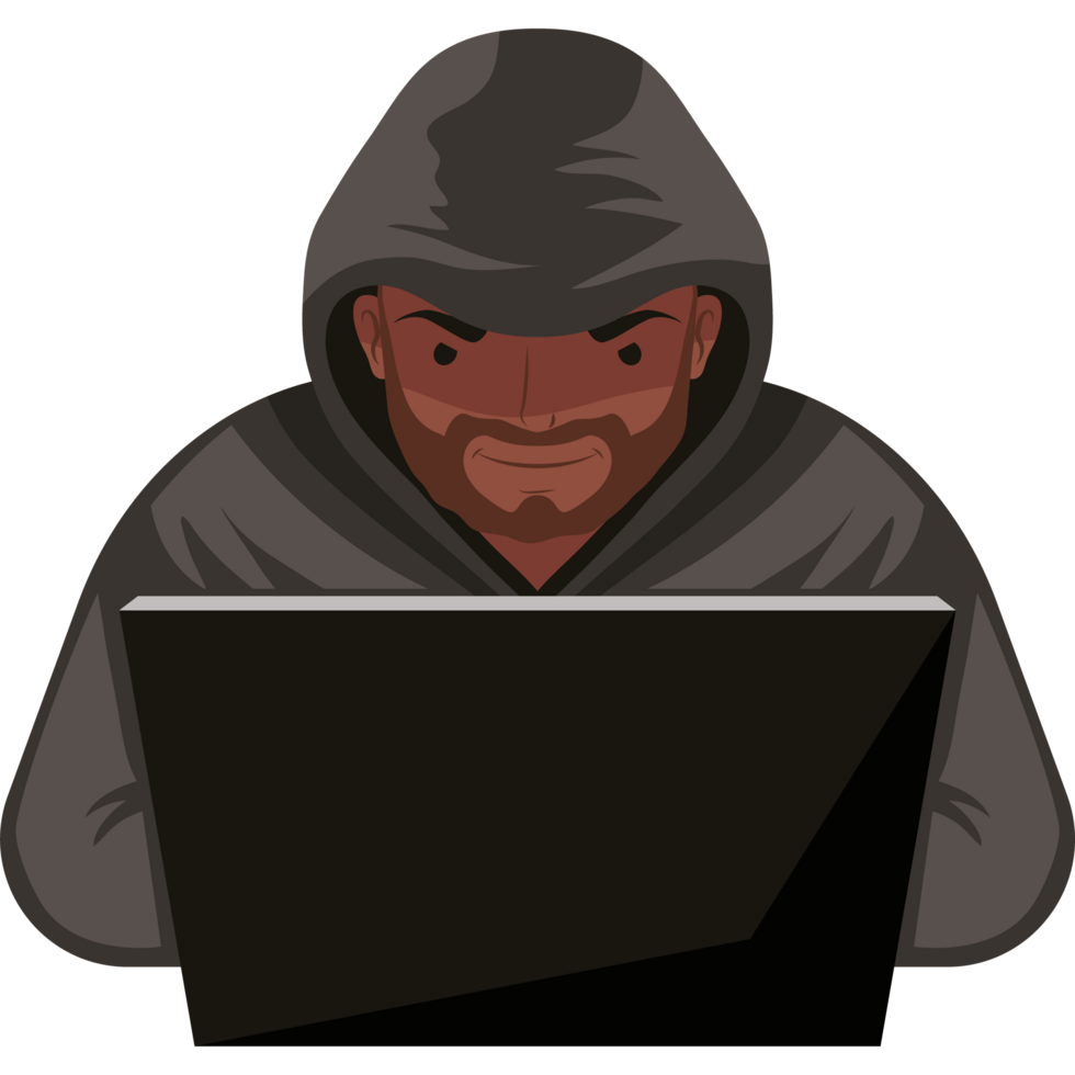 hacker använder sig av bärbar dator karaktär png