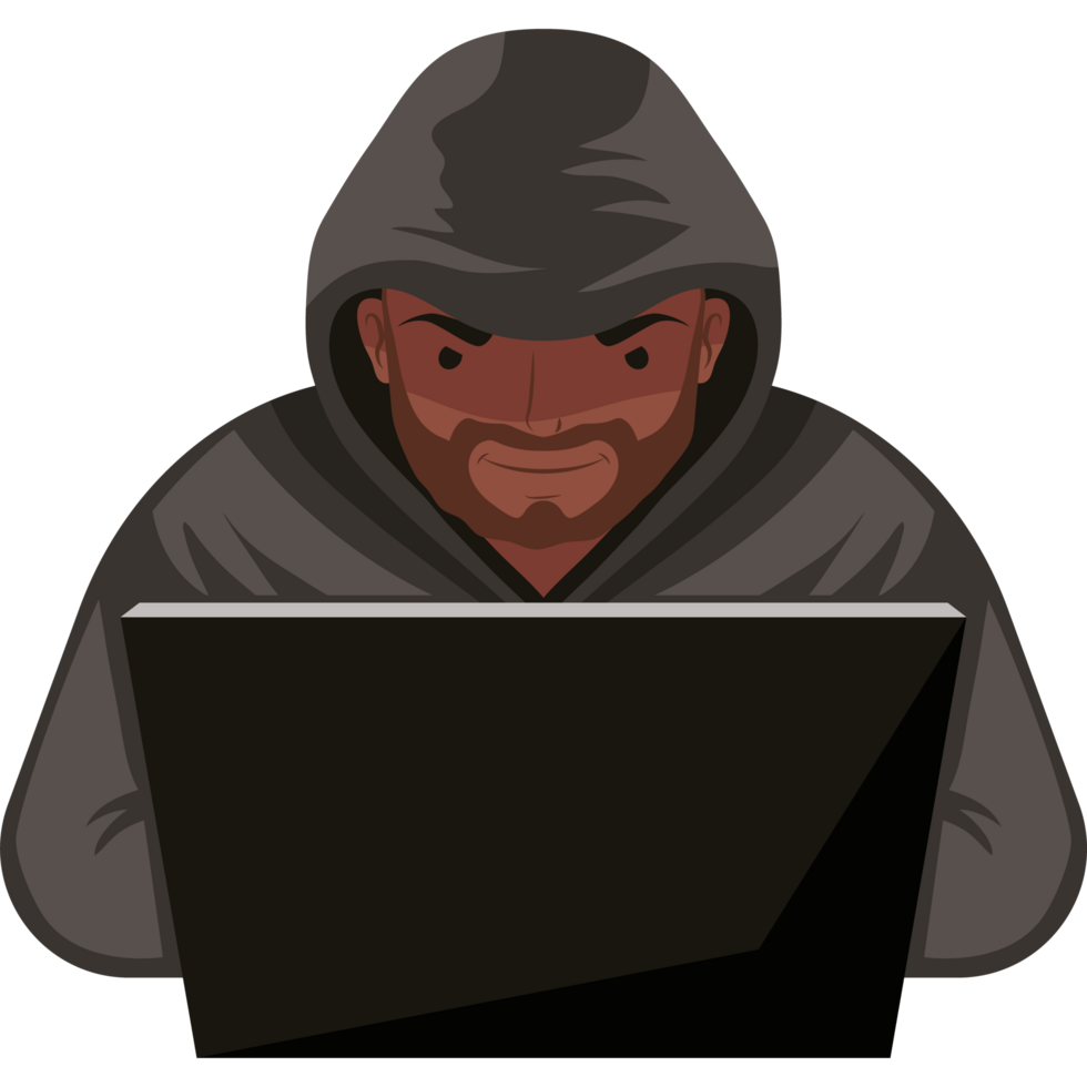hacker using laptop character png