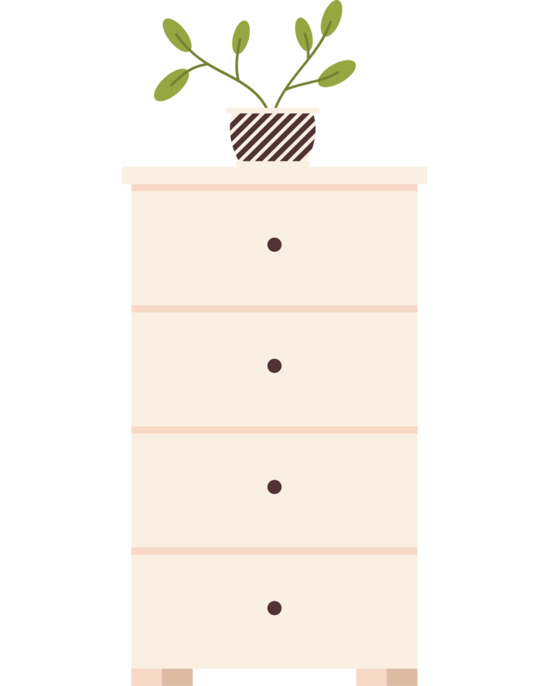 white drawer and houseplant png