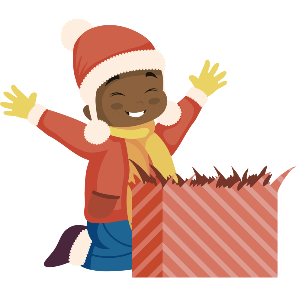 afro boy with christmas gift png