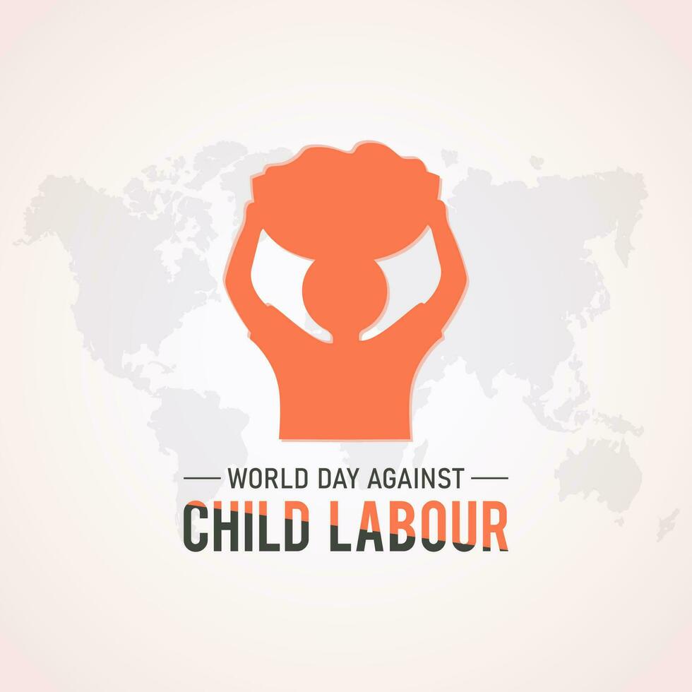 World day against child labour is observed every year in june 12. Vector template for banner, greeting card, poster with background. Vector illustration.