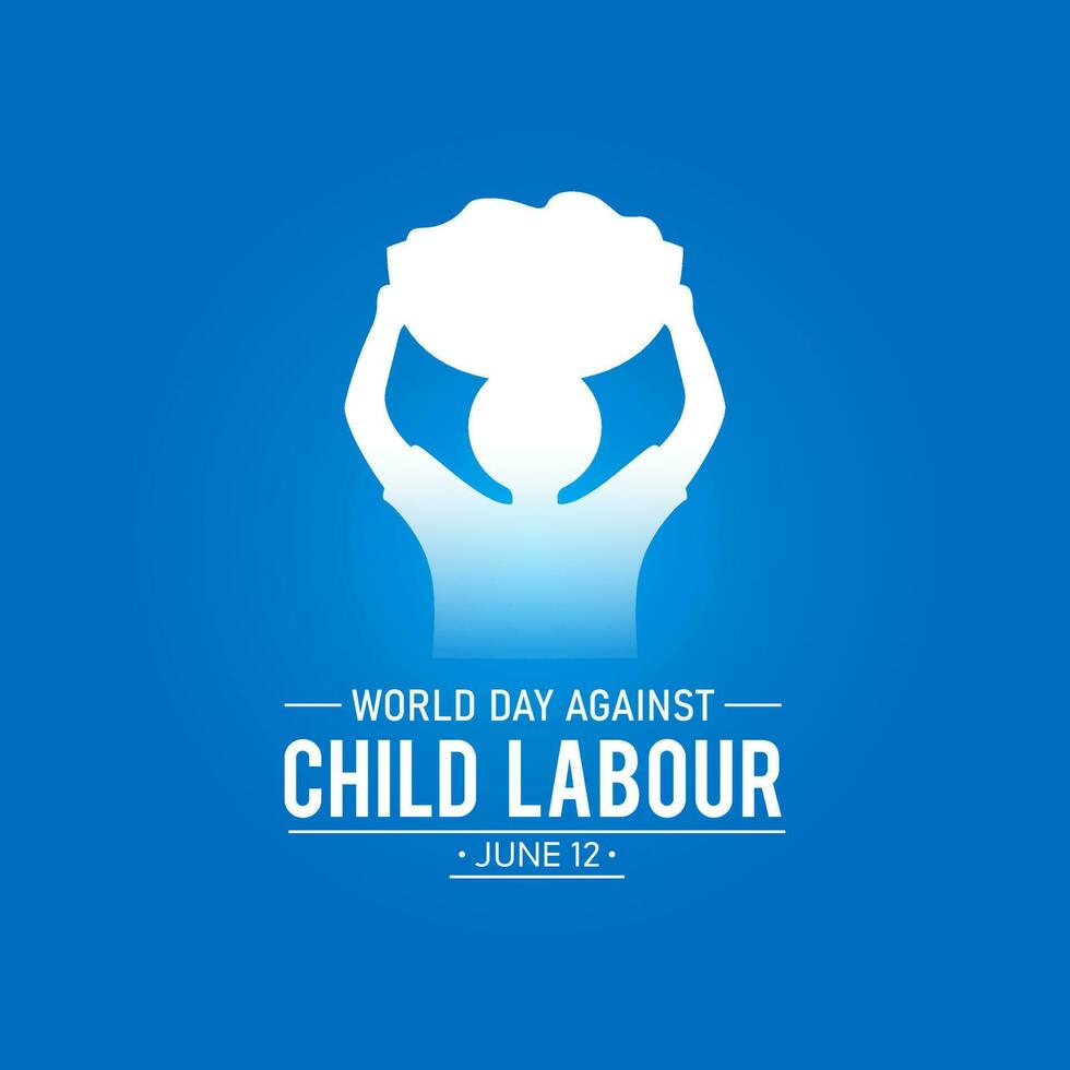 World day against child labour is observed every year in june 12. Vector template for banner, greeting card, poster with background. Vector illustration.