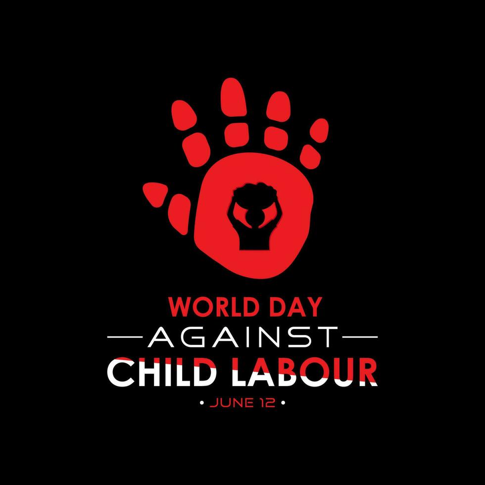 World day against child labour is observed every year in june 12. Vector template for banner, greeting card, poster with background. Vector illustration.