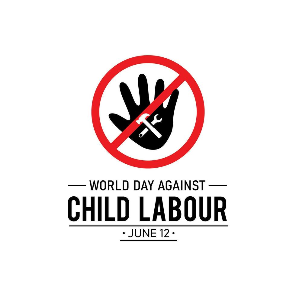 World day against child labour is observed every year in june 12. Vector template for banner, greeting card, poster with background. Vector illustration.