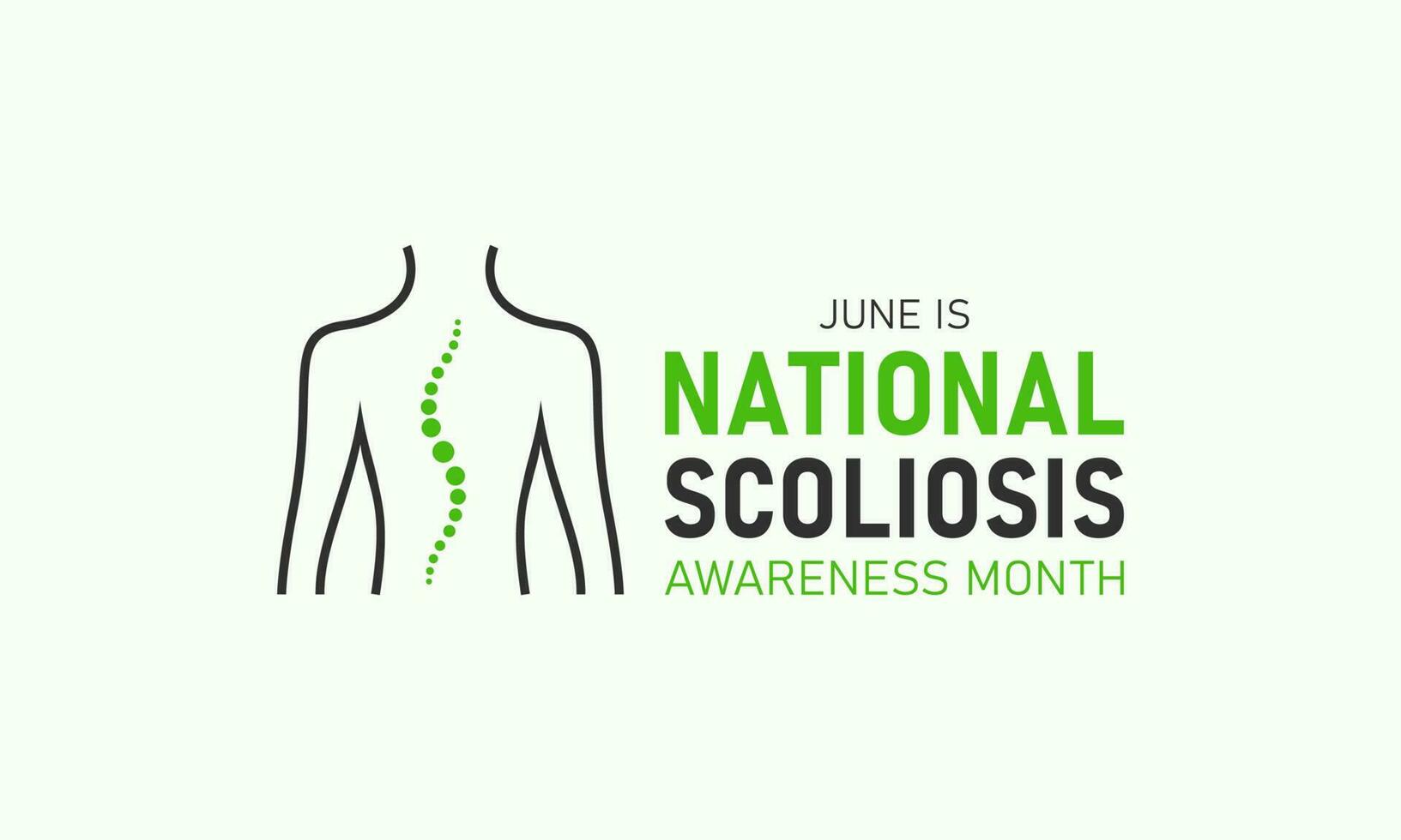National scoliosis awareness month is observed every year in june. June is scoliosis awareness month. Vector template for banner, greeting card, poster with background. Vector illustration.