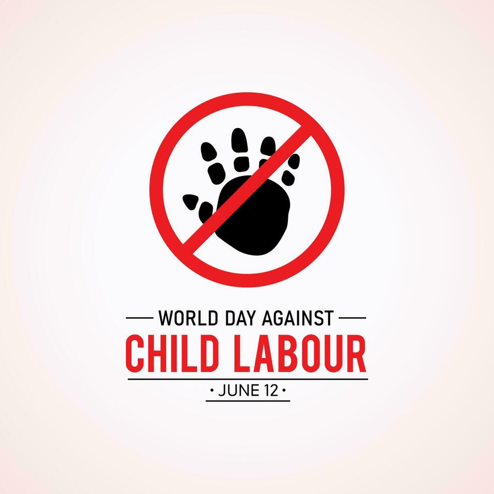 World day against child labour is observed every year in june 12. Vector template for banner, greeting card, poster with background. Vector illustration.