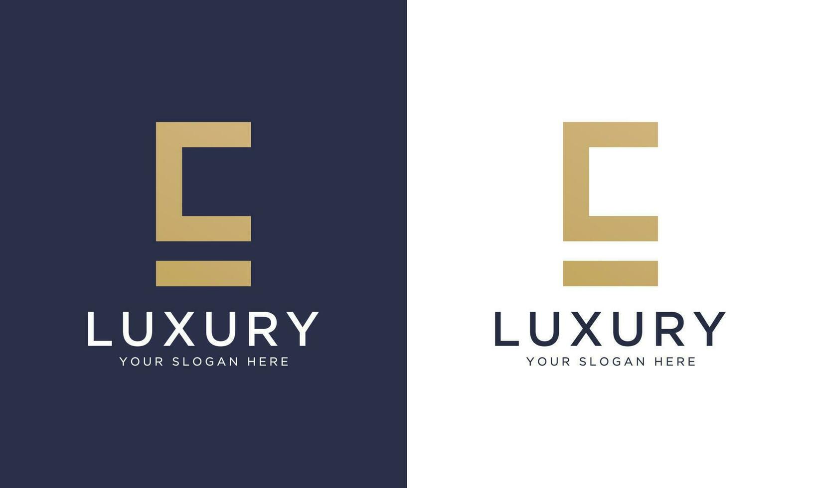 Luxury letter e logo template in gold color. Modern trendy initial luxury e letter logo design. Royal premium letter e logo design vector template.