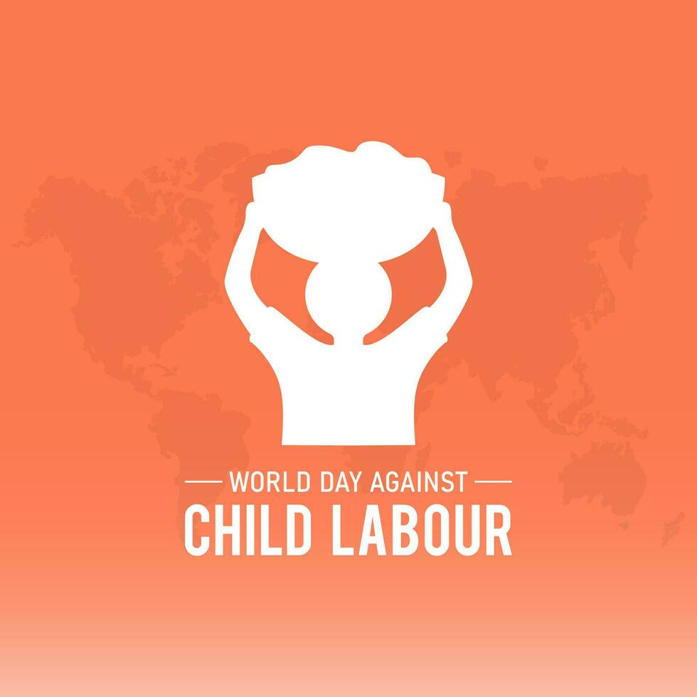 World day against child labour is observed every year in june 12. Vector template for banner, greeting card, poster with background. Vector illustration.