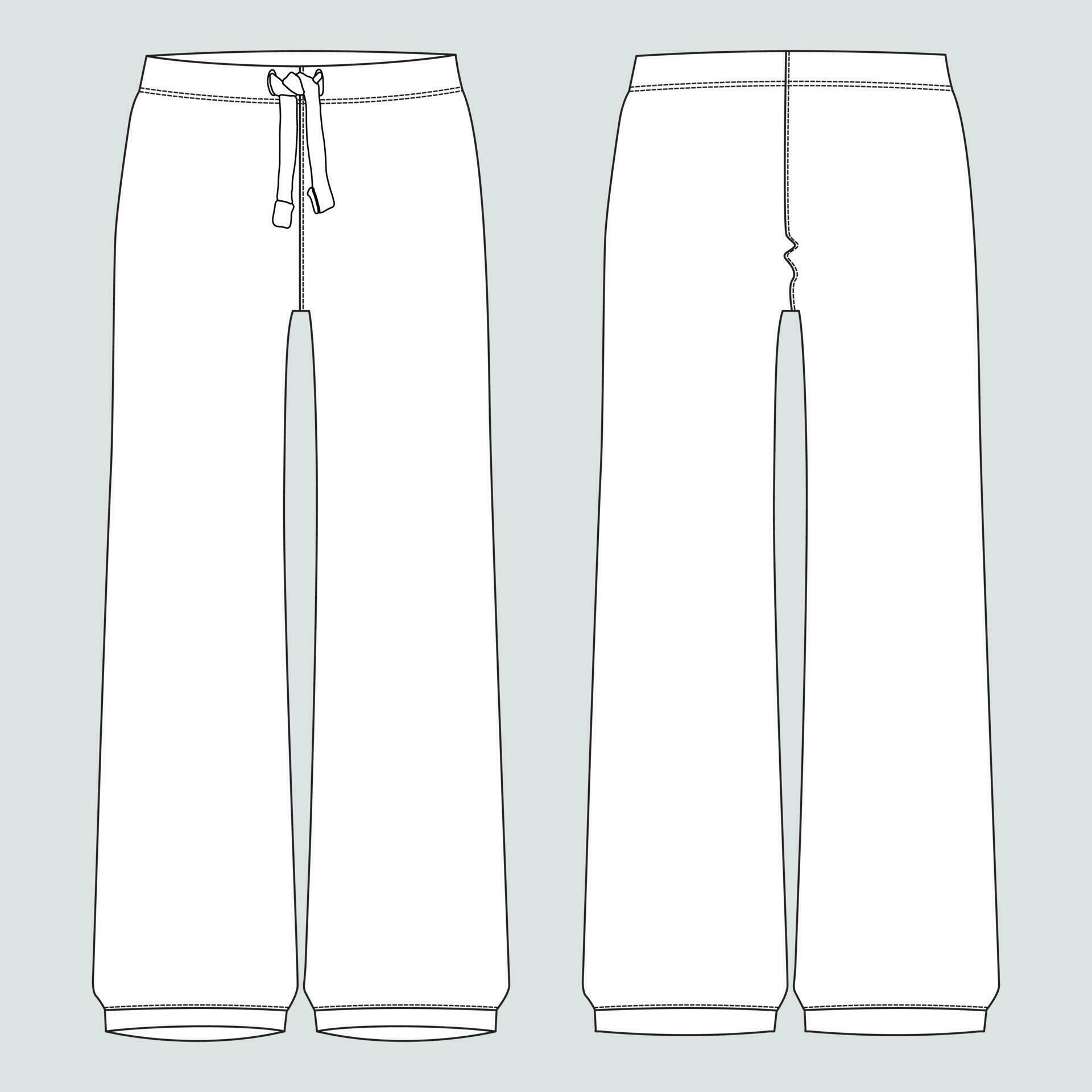 Ladies pajama pants technical drawing fashion flat sketch vector ...