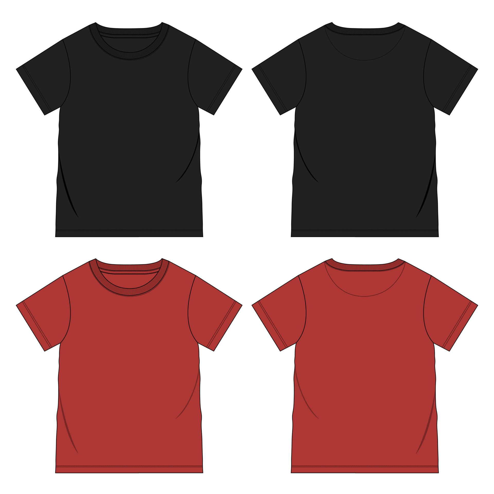 Short sleeve t shirt vector illustration black and red color template