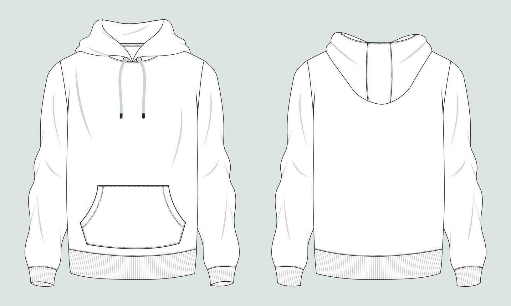 Long sleeve hoodie vector illustration template front and back views ...