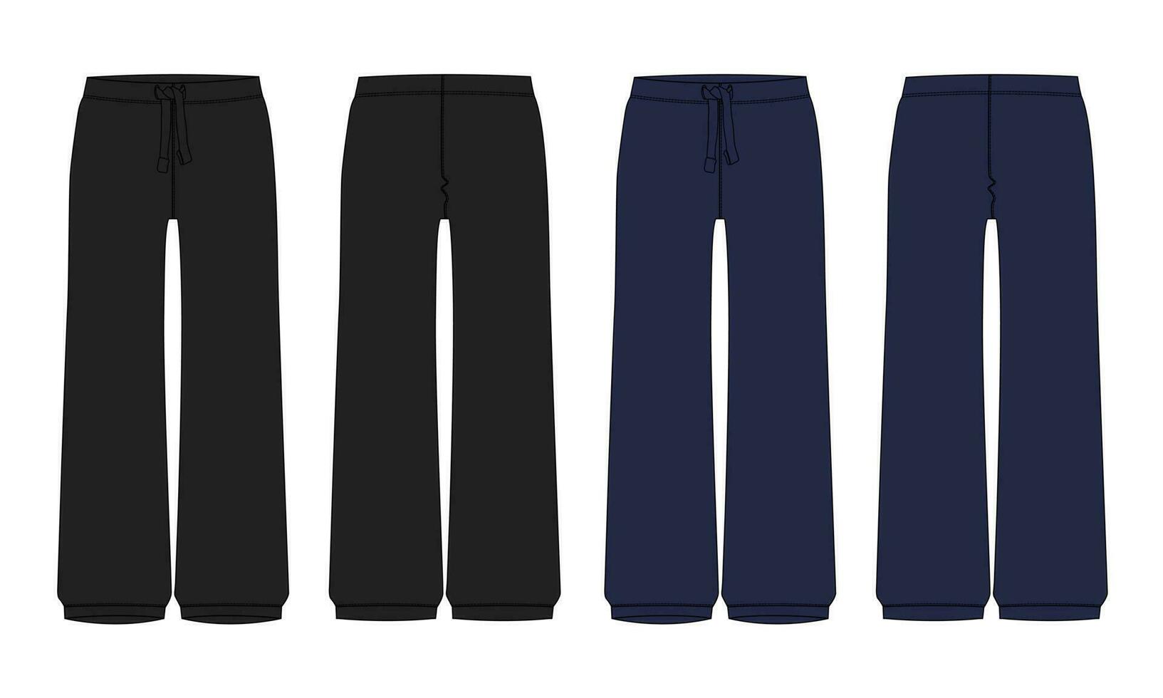 Ladies pajama pants vector illustration black and navy color template