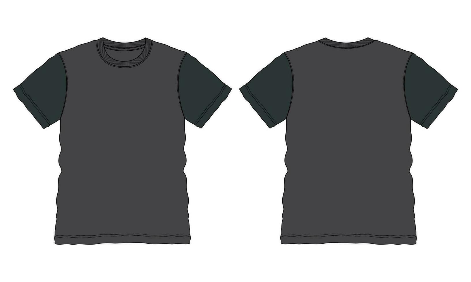 Two tone color Short sleeve t shirt vector illustration template front and back views isolated on white background