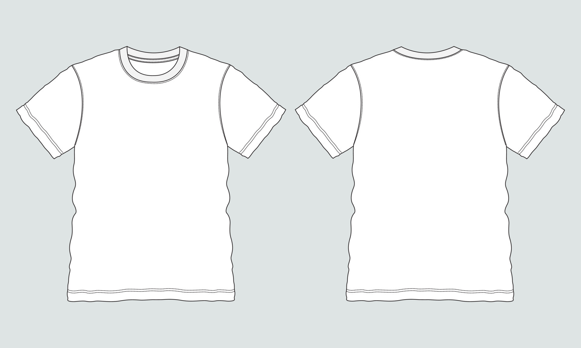 Short sleeve t shirt technical drawing fashion flat sketch vector ...