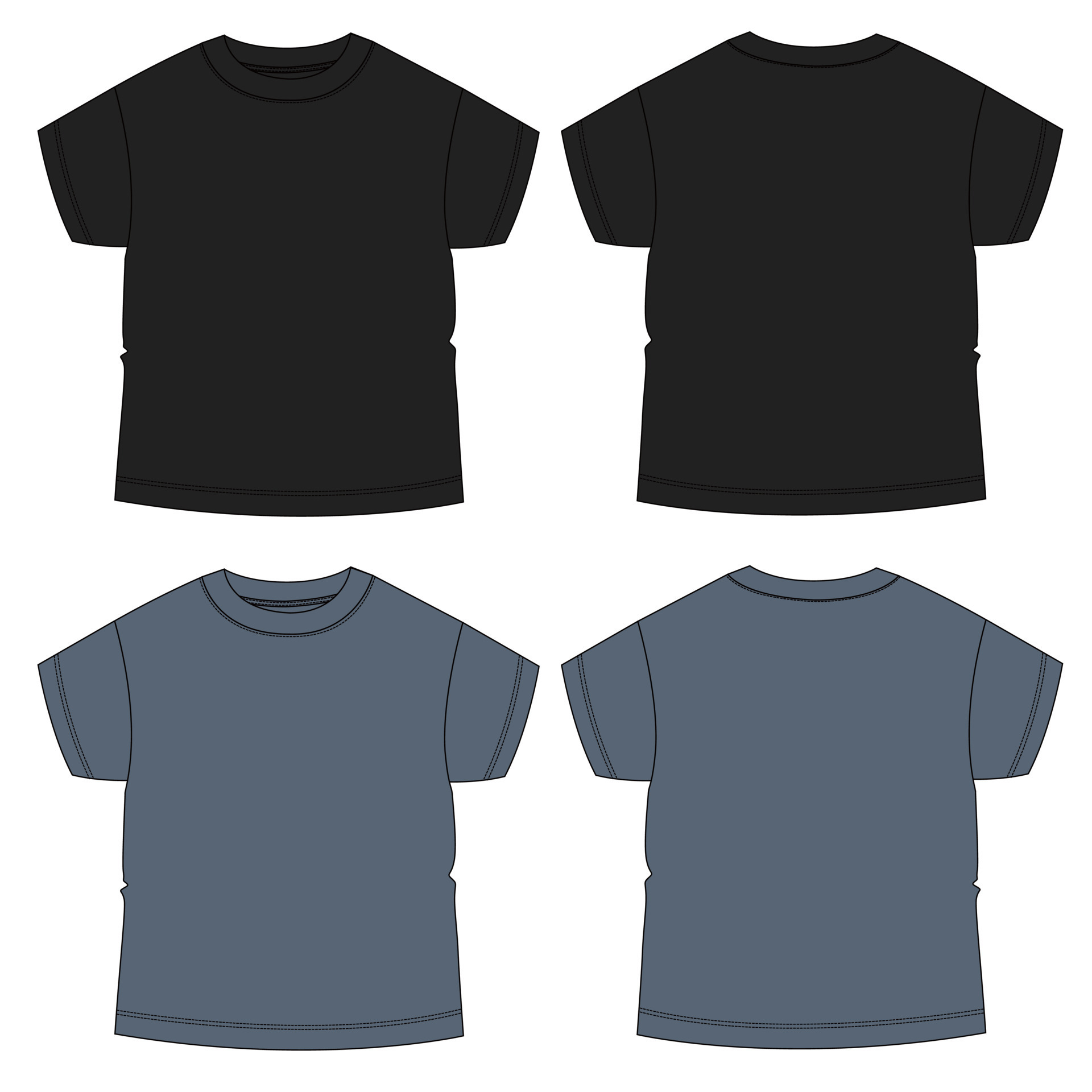 Black and navy blue color Short sleeve Basic T-shirt vector ...