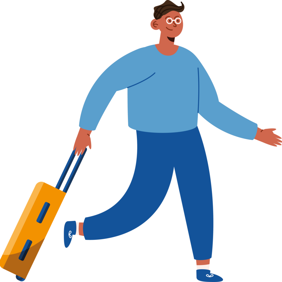 male traveler with suitcase png