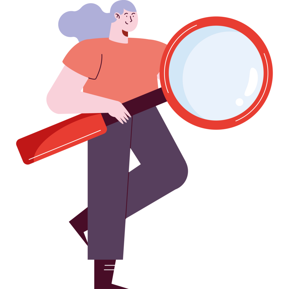 woman with magnifying glass png