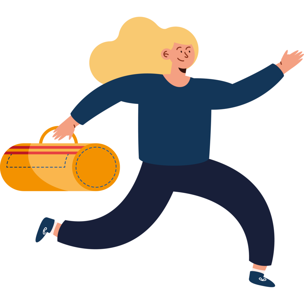 mujer viajera con maleta png