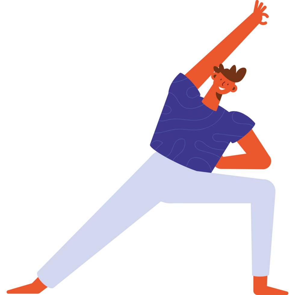 Lycklig man praktiserande yoga png