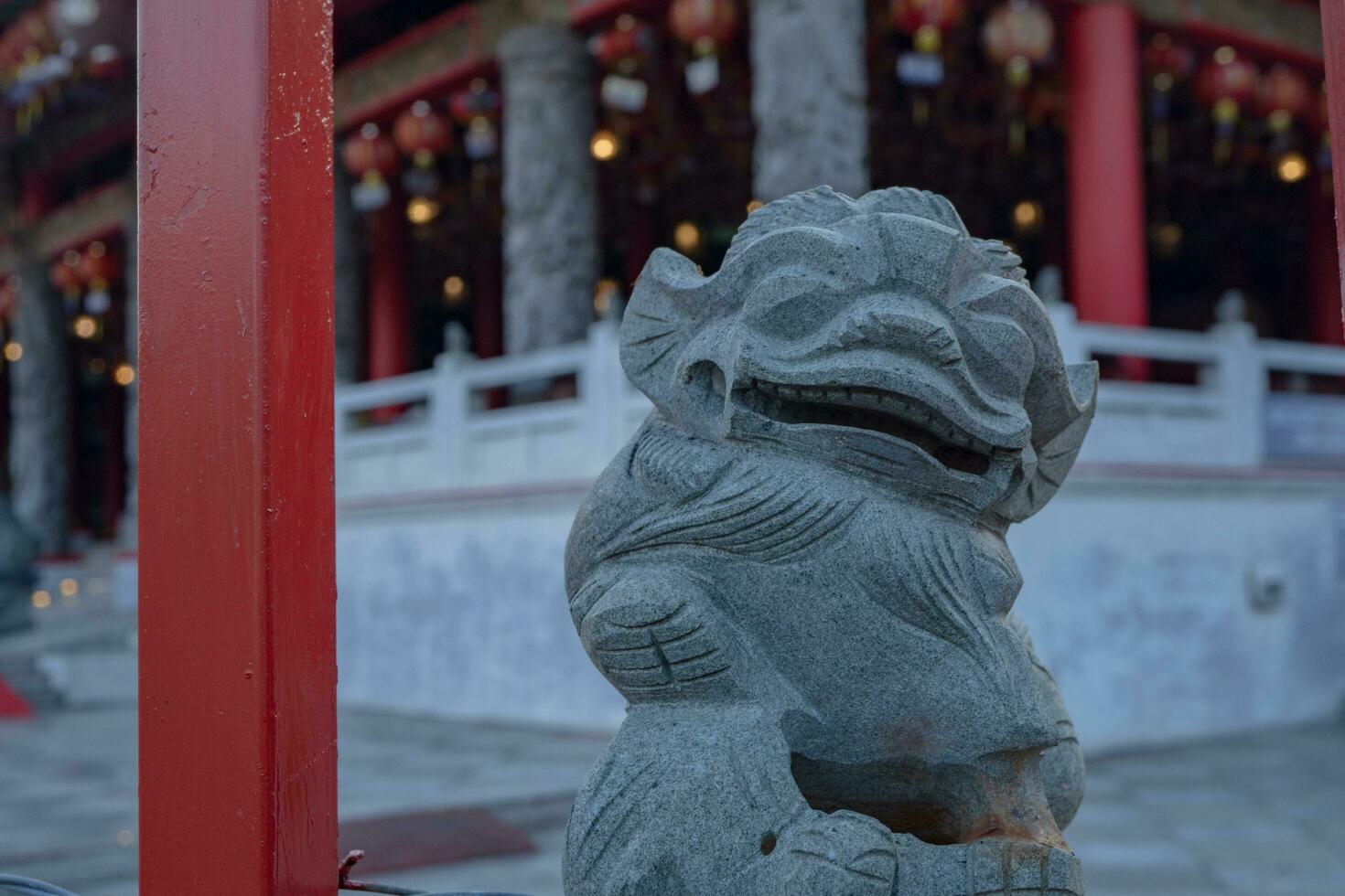 Traditional Chinese statute on the Chinese temples when Chinese new years. The photo is suitable to use for Chinese new year, lunar new year background and content media.