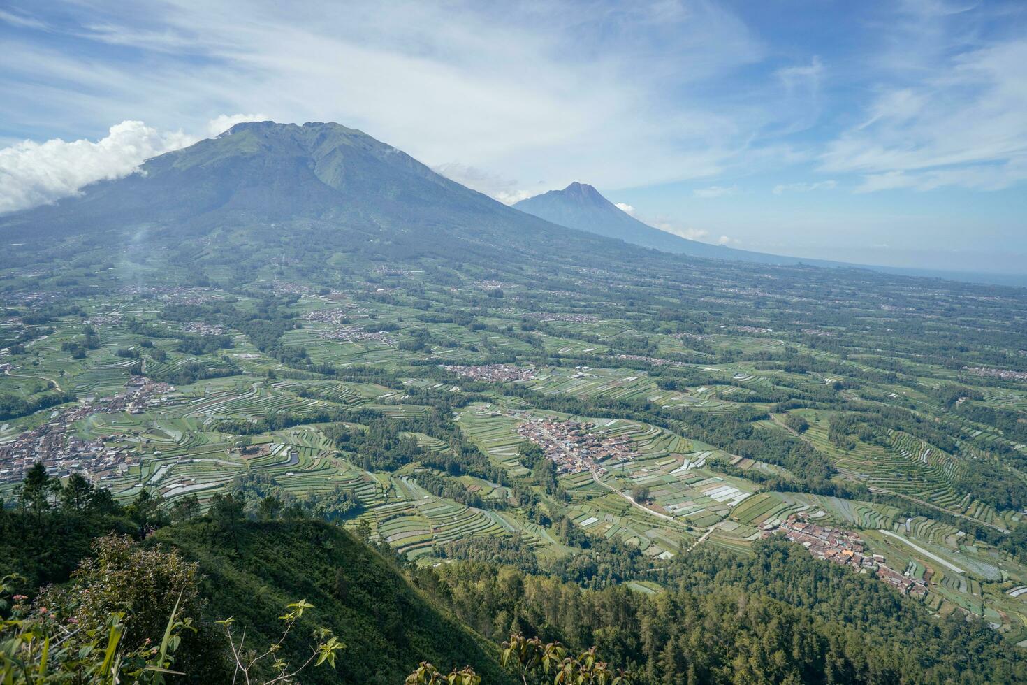 Landscape mountain when morning time sunlight summer vibes. The photo is suitable to use for adventure content media, nature poster and forest background.