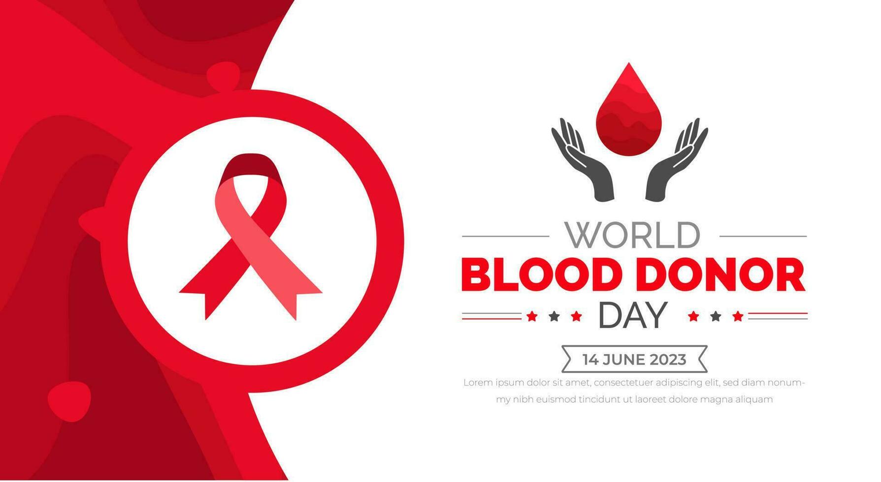 World Blood Donor Day background or banner design template. typography and unique shapes vector illustration. blood drop vector design.