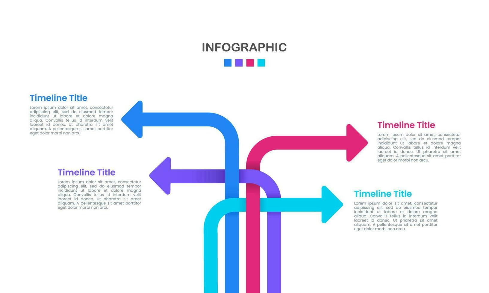 Infographic intertwined arrows 4 options. Vector illustration.