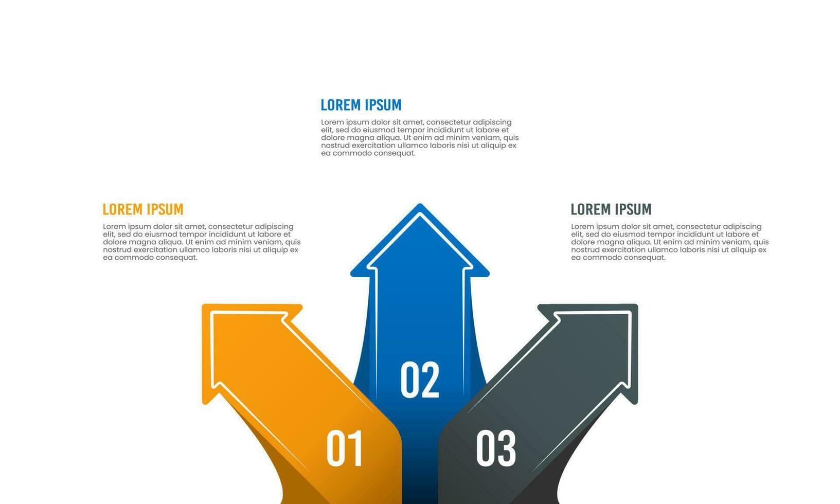 Arrow infographic 3 business options for success. Vector illustration.