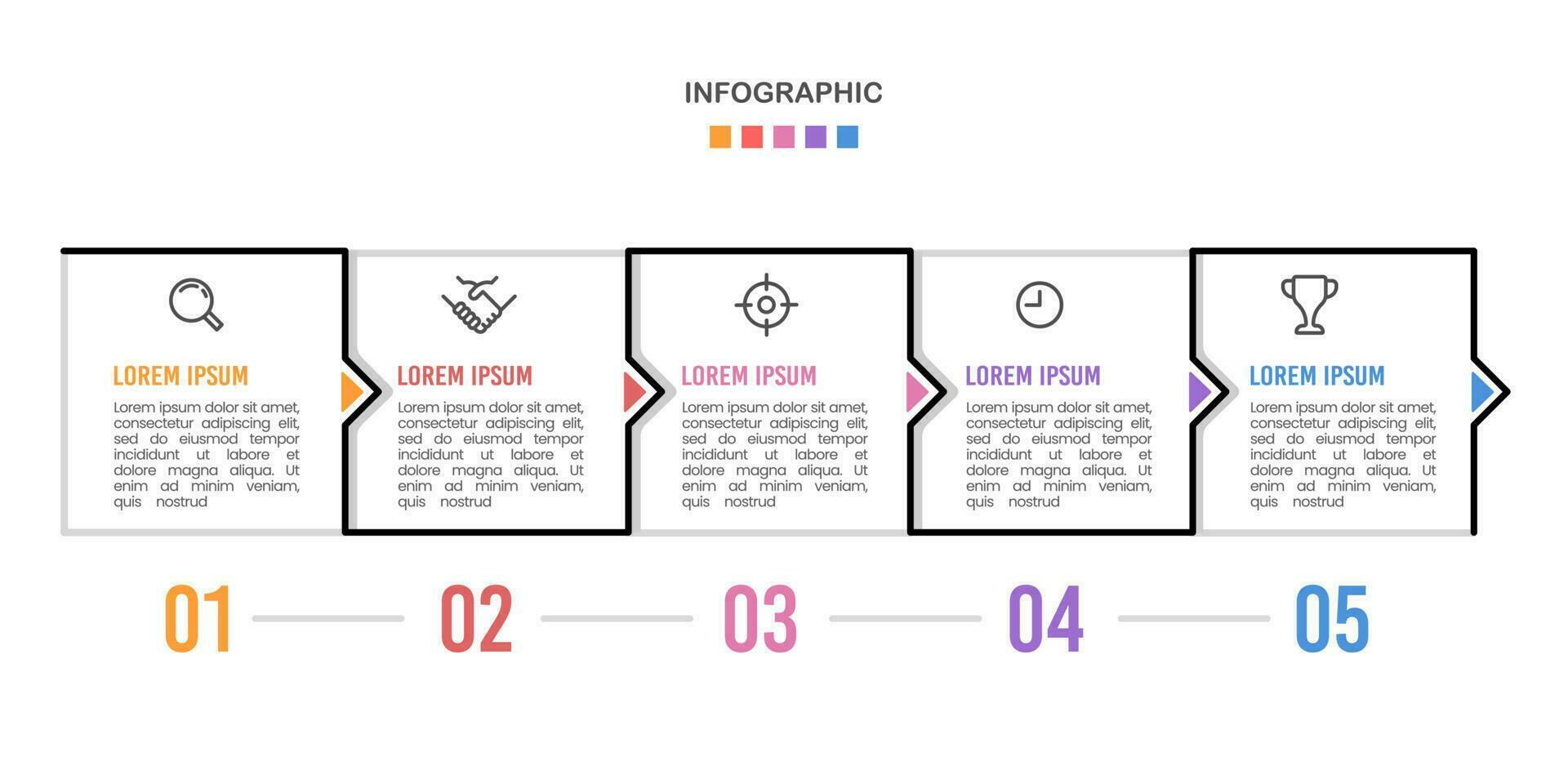 negocio infografía. cronograma con 5 5 pasos, opciones, y cuadrícula. vector ilustración.