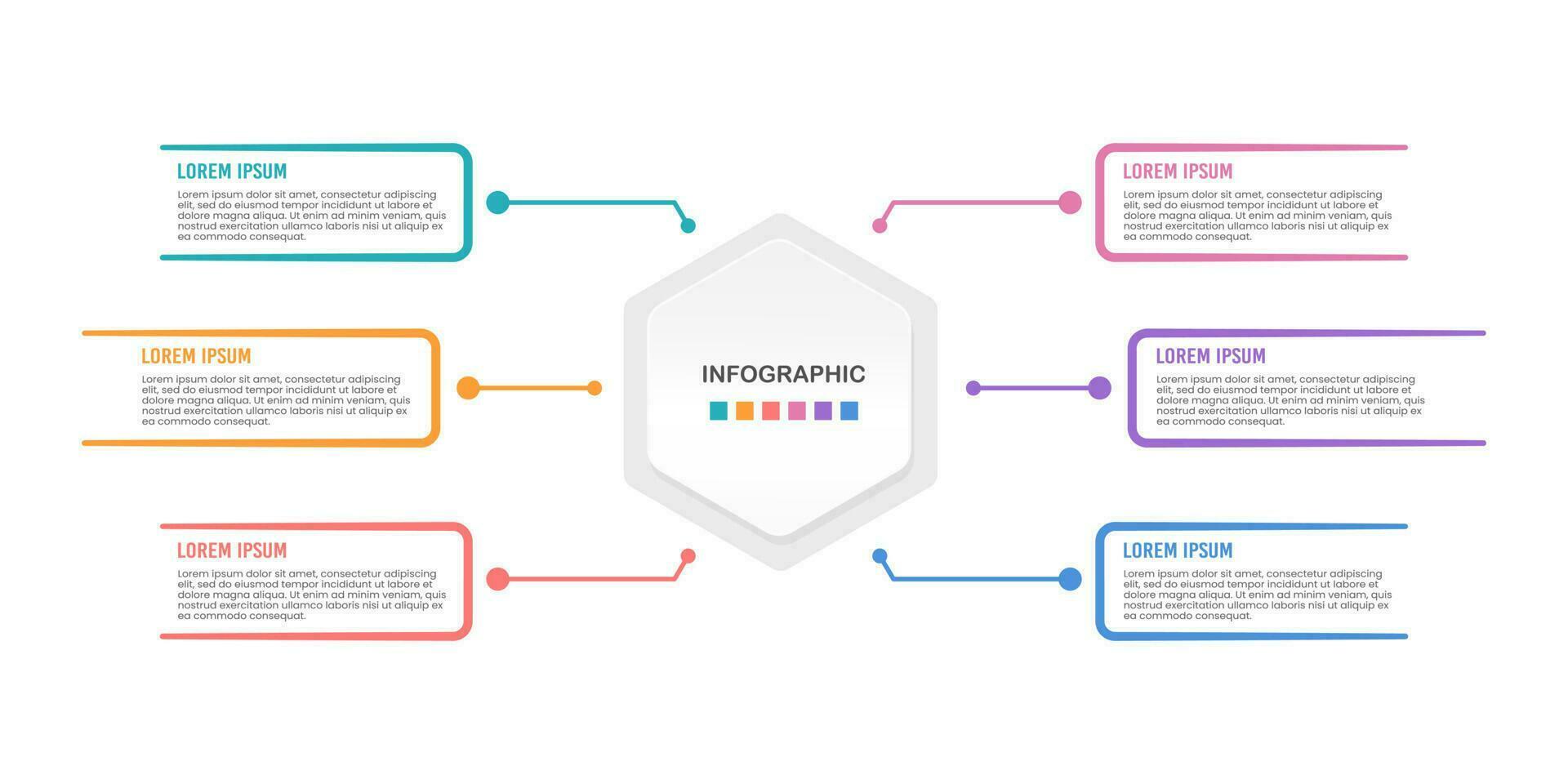 Infographic 6 options for business. Infographic organization. Vector illustration.