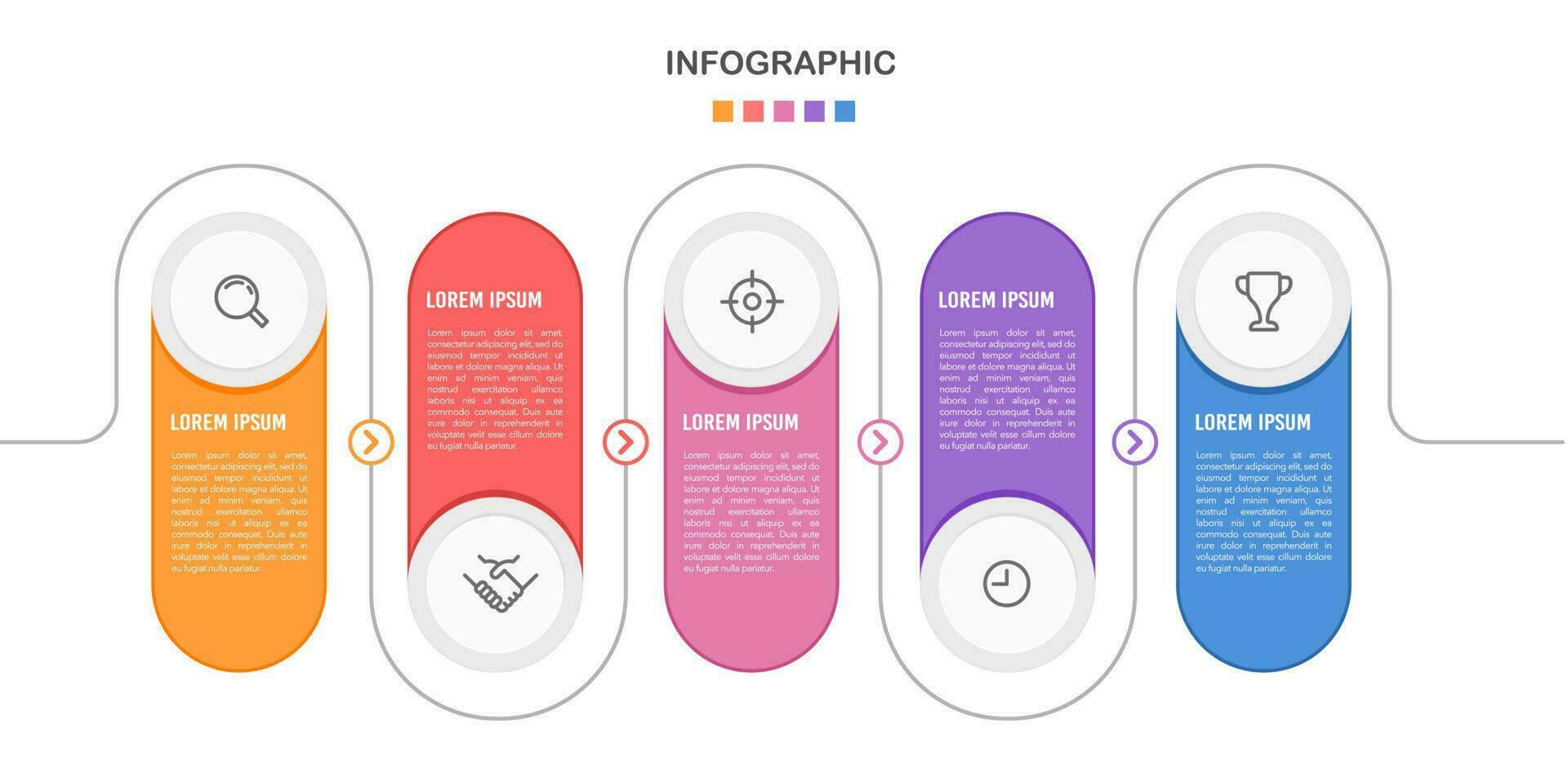 infografía modelo 5 5 pasos con línea curva. negocio línea de tiempo vector ilustración.