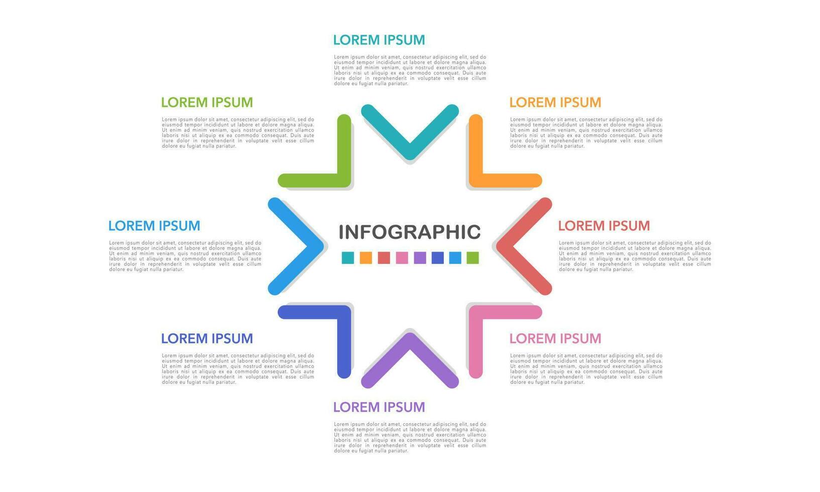 Infographic star design template 8 options. Vector illustration.