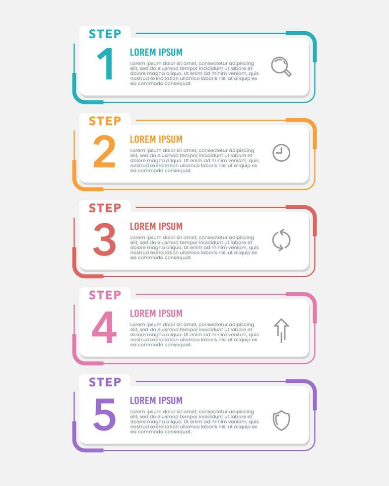 infografía vertical número etiquetas modelo 5 5 pasos. vector ilustración.