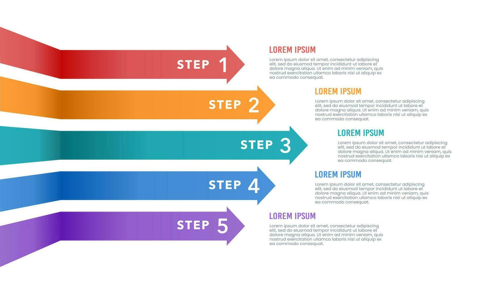 Infographic 5 arrow left side. Infographic 5 steps to success. Vector illustration.