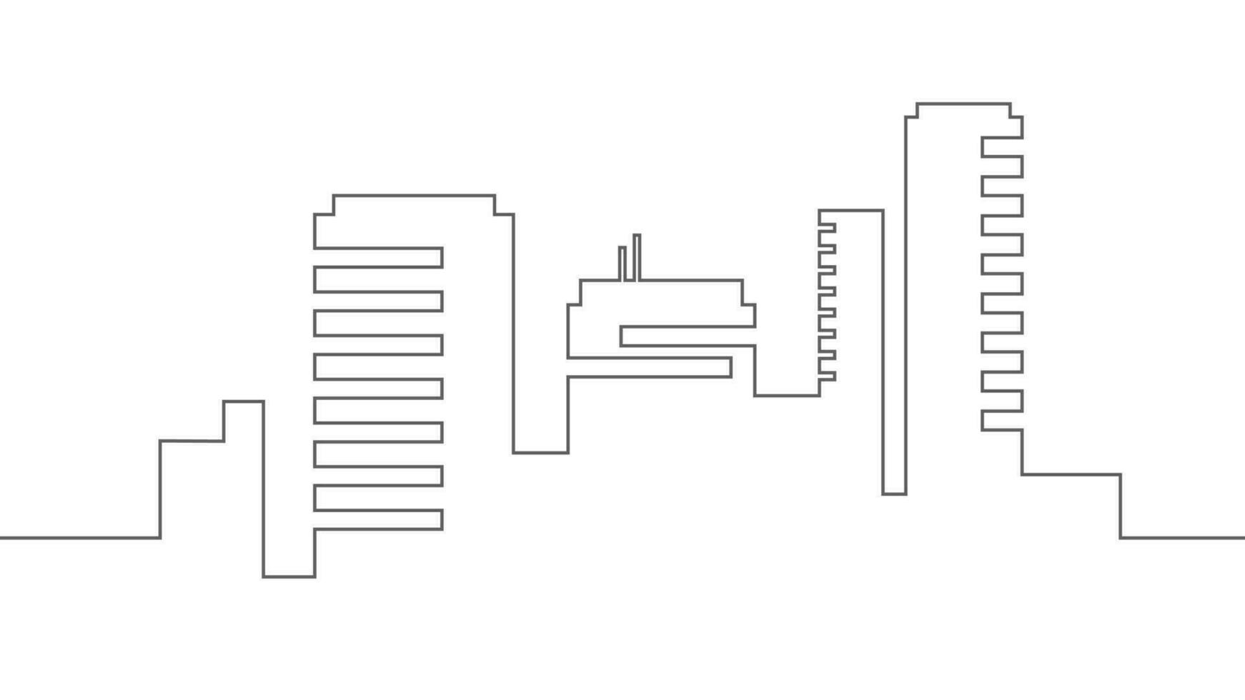 one line drawn city silhouette vector