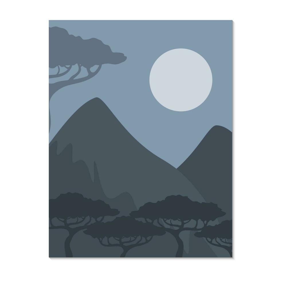 monochrome mountain landscape vector