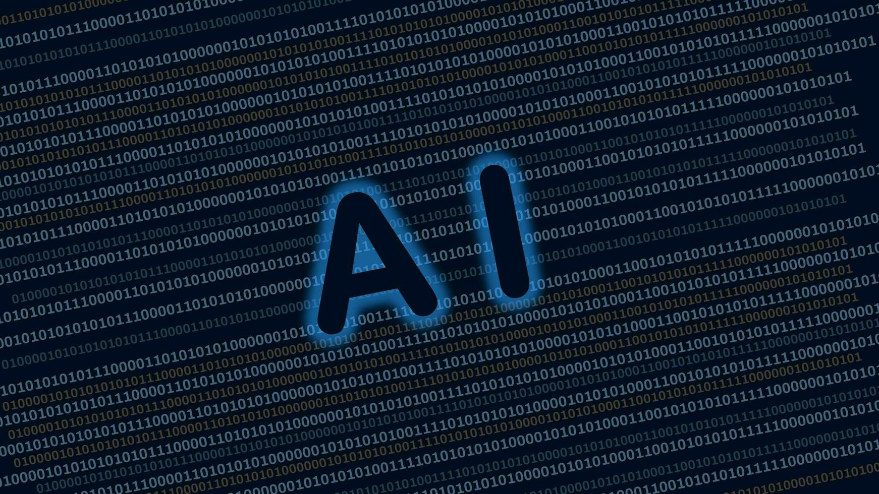 Artificial intelligence text in digital binary numbers background photo