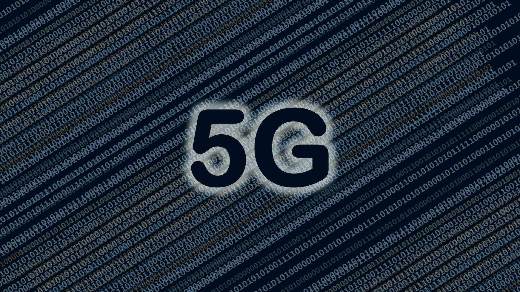 5G text in digital binary numbers background photo