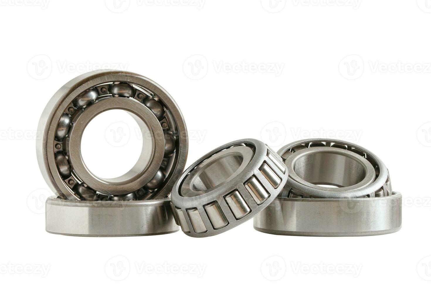 Bearing isolated on white background with clipping path, mechanical engine component. photo