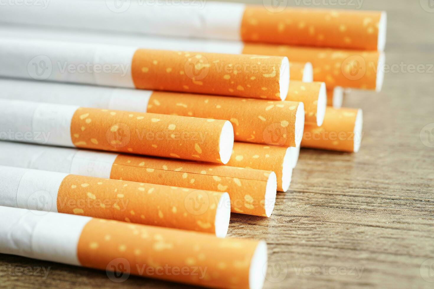 Cigarette, roll tobacco in paper with filter tube, No smoking concept. photo