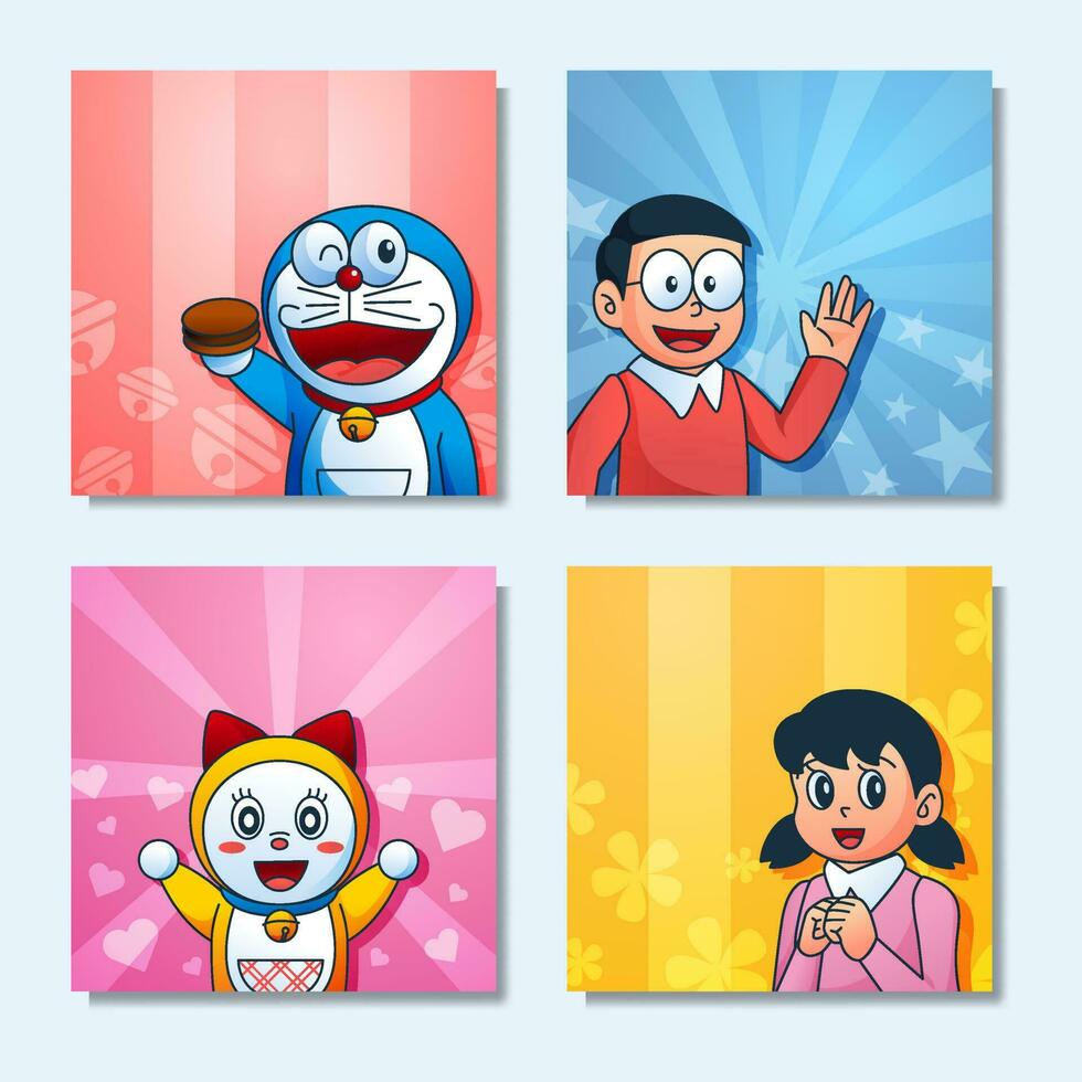 Blue Robocat and Friends Social Media Post vector