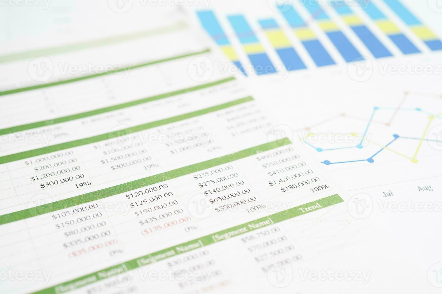 Charts Graphs paper. Financial development, Banking Account, Statistics, Investment Analytic research data economy, Stock exchange Business office company meeting concept. photo