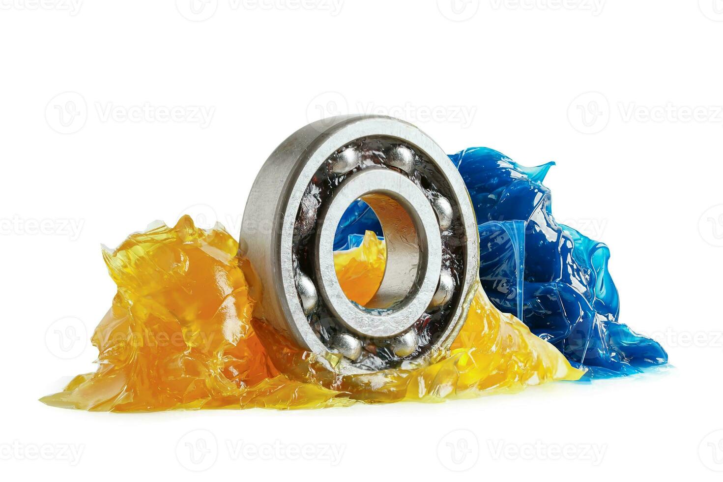 Grease and ball bearing  isolated on white background with clipping path, lithium machinery lubrication for automotive and industrial. photo