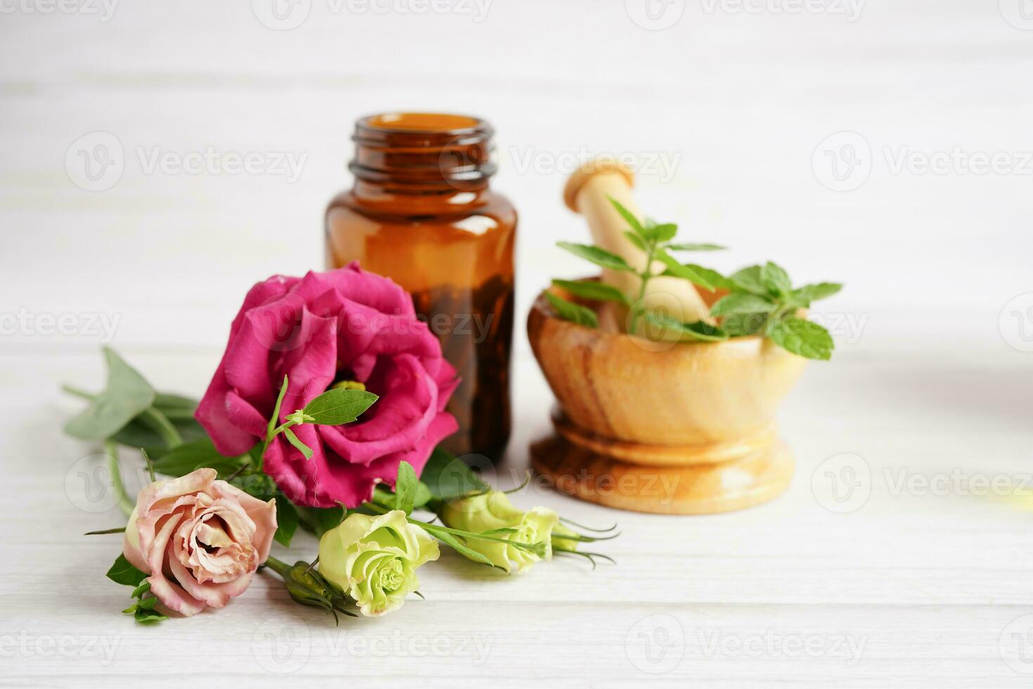 Alternative medicine herbal organic capsule with vitamin E omega 3 fish oil, mineral, drug with herbs leaf natural supplements for healthy good life. photo