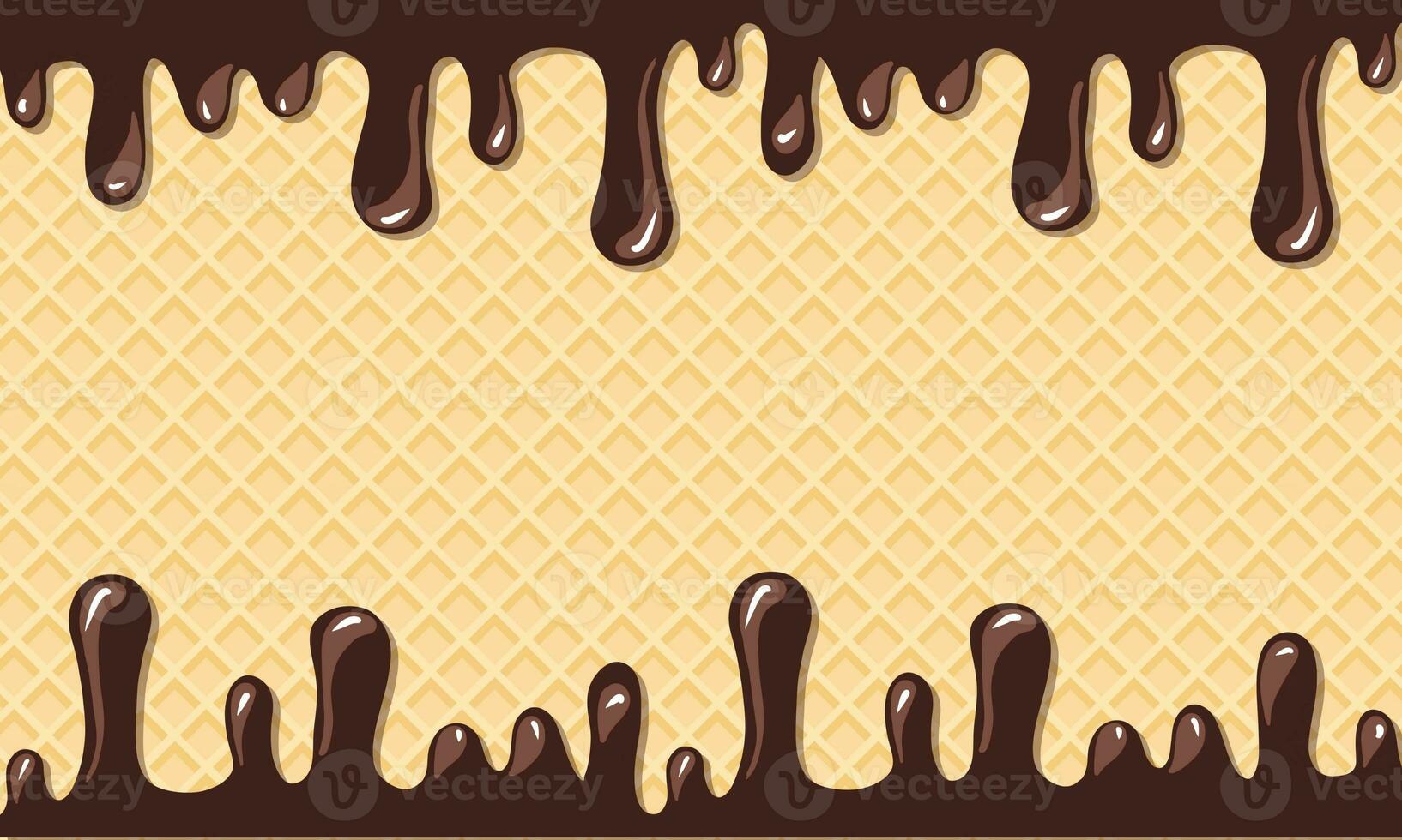 Chocolate Melting With Waffle Background photo