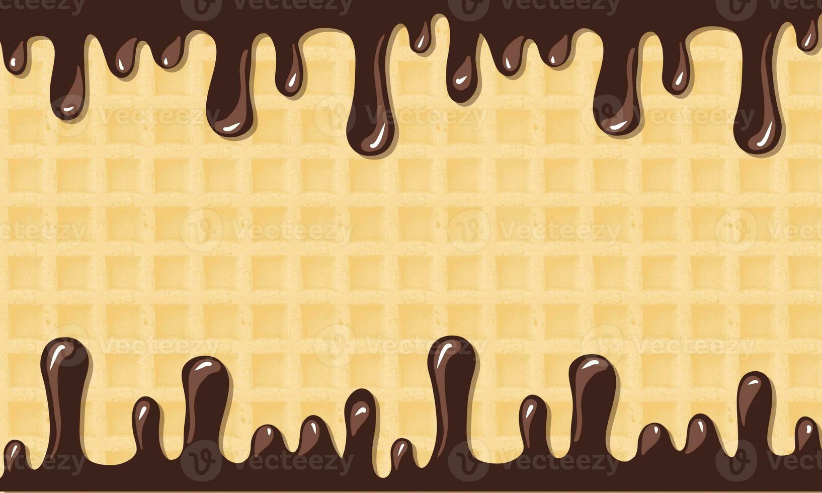 Chocolate Melting With Waffle Background photo