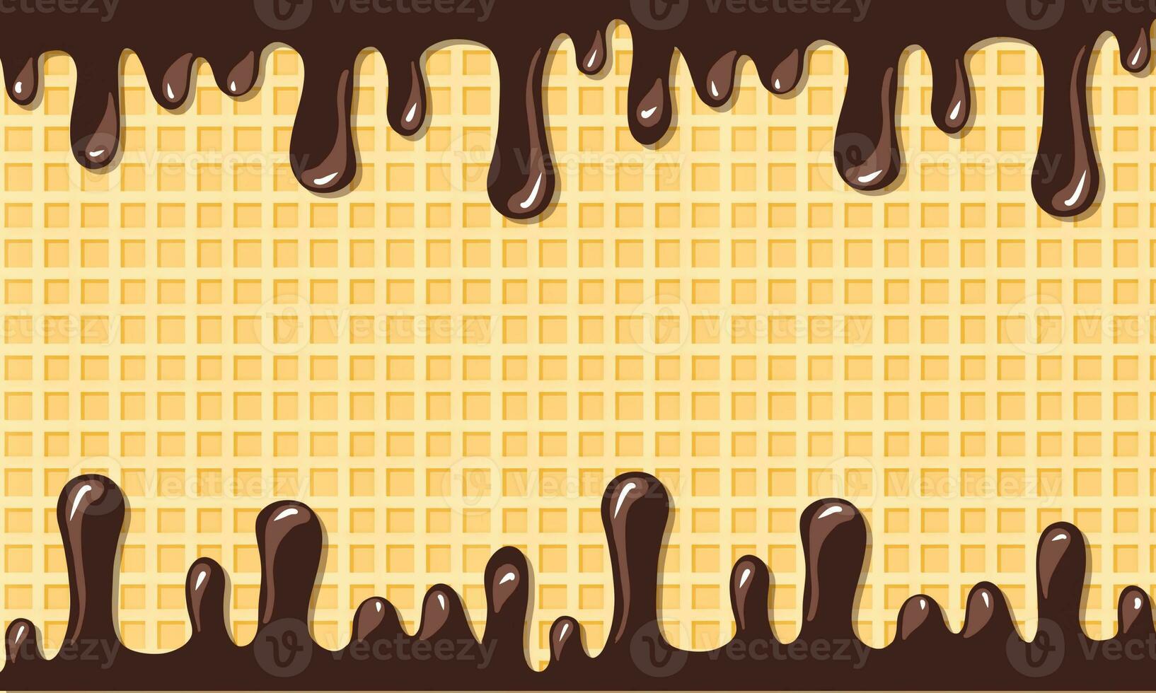 Chocolate Melting With Waffle Background photo