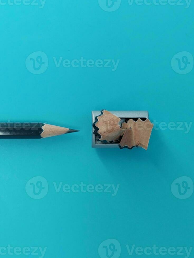 Pencil with sharpening shavings photo