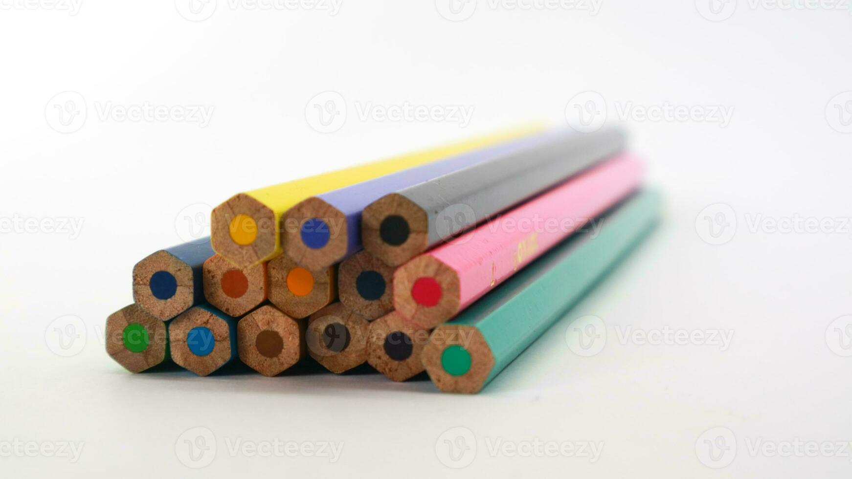 Different color pencils as background, closeup view photo